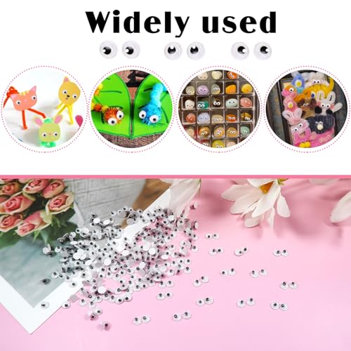 Image of TOAOB 300pcs 4mm Plastic Mini Wiggle Googly Eyes Self Adhesive White | Round Small Eyeballs, Sticker Eyes, DIY Arts Crafts, Scrapbooking, Accessories