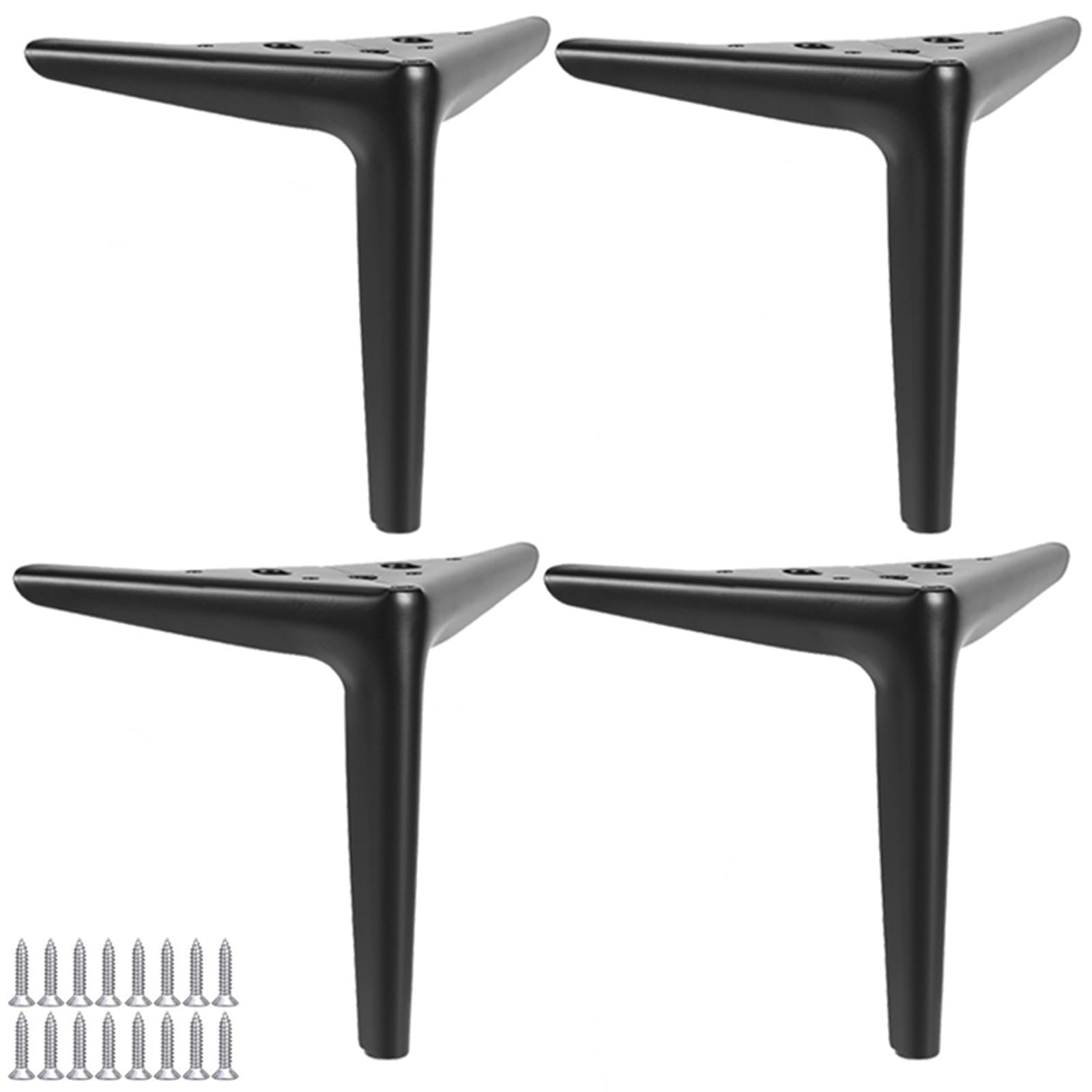 UYHBCNQD Triangle Furniture Legs 4Pcs Replacement Legs Set Sofa Support Leg Metal Cabinets Legs Dresser Extenders Furniture Foot with Screws(Nero,12cm)