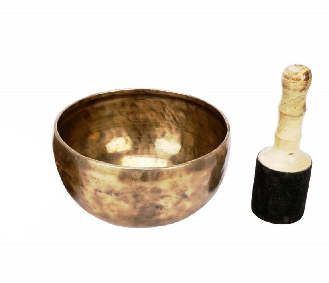 numeroastro Singing Bowl Handmade In Brass with Wooden Stick | Meditation Bowl | Music Therapy (6 Inches Approx) (1 Pc) Gold 2