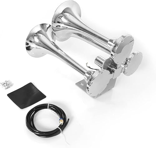 Miniatura 3 de Highsoar - Bocina de aire para camión de 12 V24 V, 150 db, 3 bocinas de trompeta, kit universal para coche, tren, barco