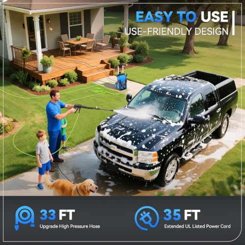 Electric Pressure Washer, 5000 PSI 4.0 GPM Heavy Duty Power Washer, with 4 Nozzles,Foam Cannon,33FT Hose Reel and 500ml Soap Bottle for Home/Cars(Blue) - Image 5