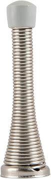 Amazon Basics Spring Door Stopper with Rubber Bumper Tips, Brushed Nickel, 12-Pack
