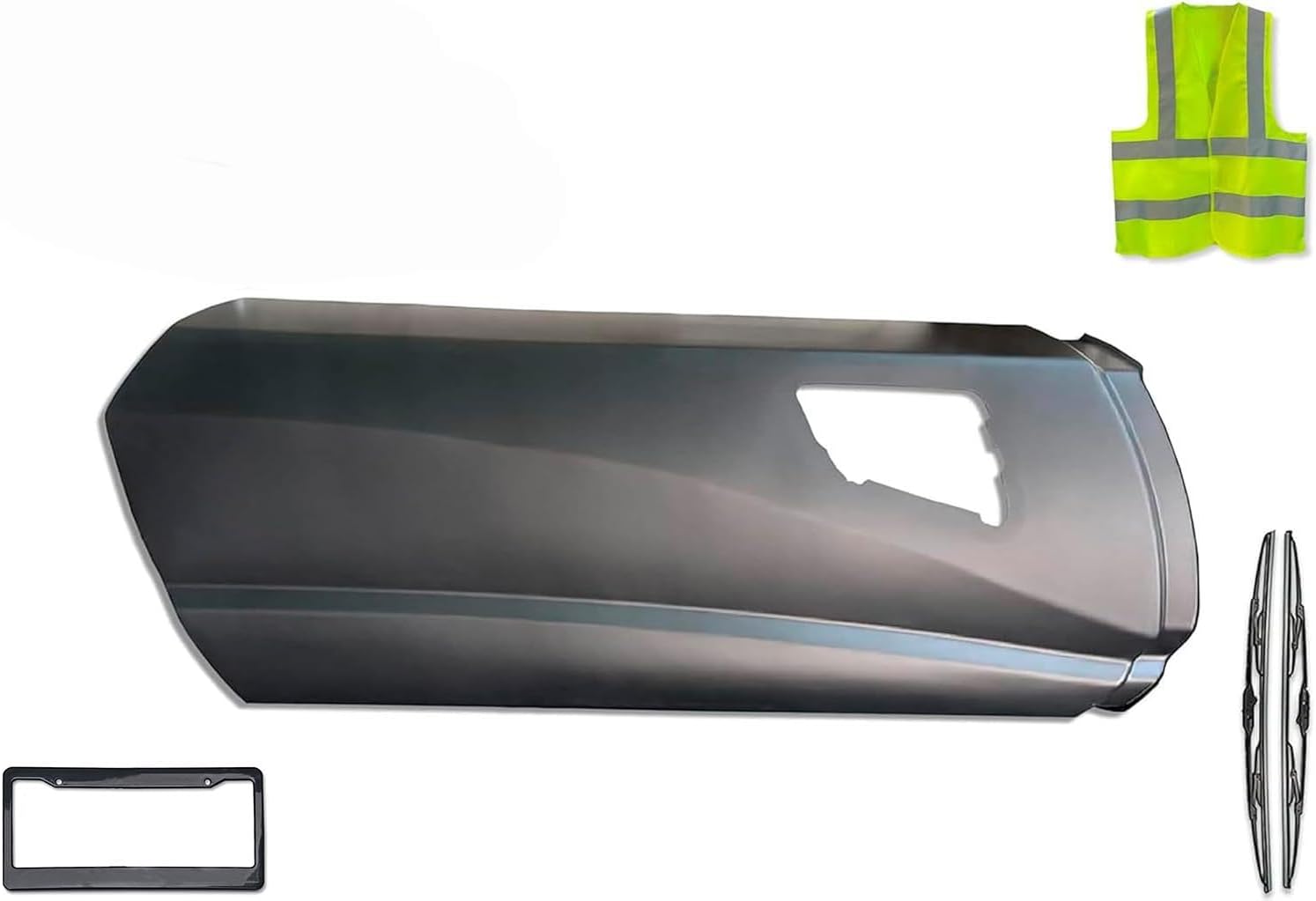 KOZAK Middle Fairing Skirt Panel 69" (176 cm) Right Passenger Side with Tube Compatible with Kenworth T680 2013-2021, Includes Logo, License Plate Frame, 2x 22" Windshield Wipers, and Reflective Vest