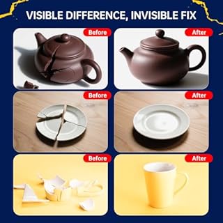 Ceramic Glue, Clear Super Ceramic Glue Repair Kit for Pottery and Porcelain, Food Safe Adhesive for Mug, Waterproof and Heat Resistant, Strong Bonding, Long Lasting, Quick Drying, Easy to Use