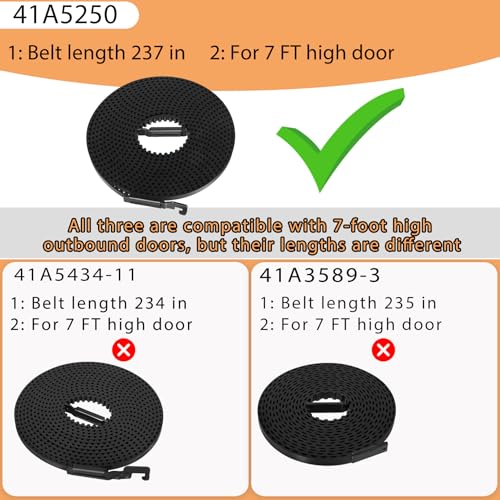 Image of Vanesa 41A5250 Belt for 7 Ft High Garage Door, 237 inch Garage Door Opener Belt | 41A5250 Drive Belt Compatible with liftMaster /chamberlain /Whisper Models HD920EV, WD822KD, 248739, 248754, HD900D, HD520EV