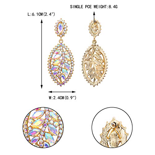 EVER FAITH Women's Marquise Crystal Leaf Drop Shaped Charming Bride Bridesmaid Pierced Dangle Earrings4