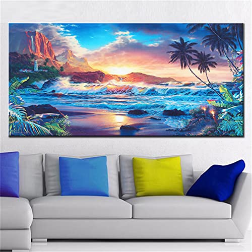 Peinture diamant grand format littoral pour sublimer votre intérieur