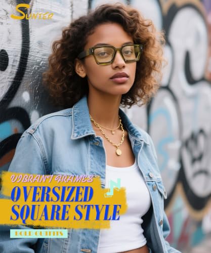 Image of Sunier Oversized Thick Square Fake Clear Lens Glasses Women Men 100% UV400