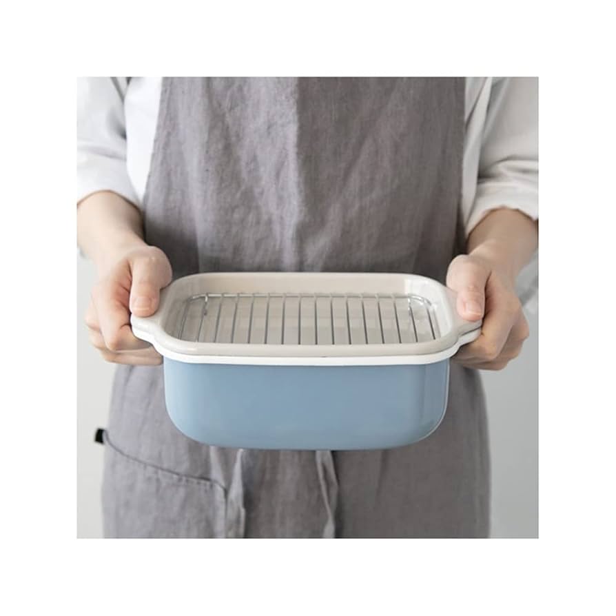 Amazon｜角型天ぷら鍋 IH対応 ほうろう ホーロー 琺瑯 くすみ