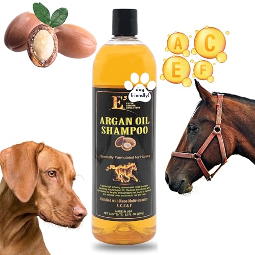 E3 Argan Oil Shampoo - Moisturizing Pet Shampoo, Hair Shampoo Argan Oil, Hair Shine, Shampoo De Caballo, Gentle Formula, Good for Dogs Too (32 fl oz)