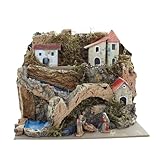 Moranduzzo Paesaggio per Presepe con Natività 3 soggetti 3,5 cm, Ambientazione Rustica Artigianale, 20x14x18 cm – Realizzato a Mano, Scultore M. Landi, Prodotto Ufficiale Made in Italy