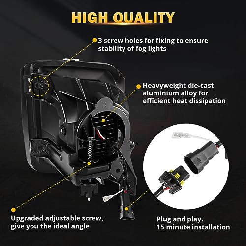 Image of Auxbeam New Upgraded LED Fog Lights Replacement for Dodge Ram 1500 2013 2014 2015 2016 2017 2018 Front Fog Lamp with DRL, Black, DOT Approved