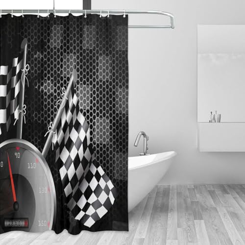 Rideau de douche imprimé drapeau carreaux accessoires salle de bain