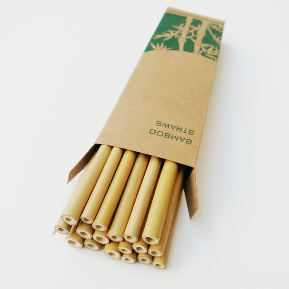 XUMING Pure Natural Bamboo Straws - 20 PCS Reusable Eco-Friendly Straws(Length 20cm)