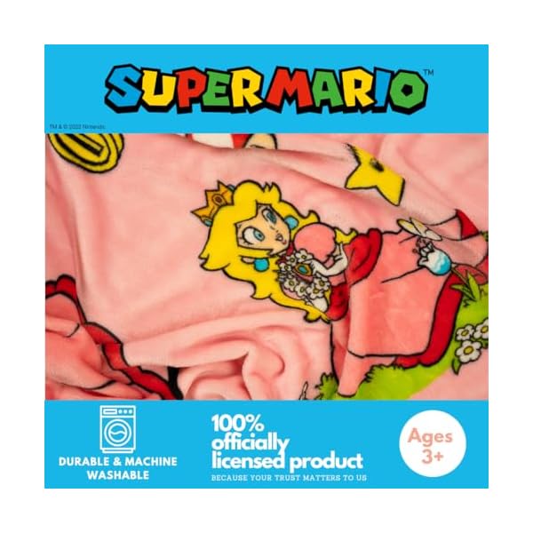 Nintendo Super Marios Bros. Gaming Princess Peach Girl - Manta de seda súper suave al tacto de 117 x 152 cm (producto con licencia oficial) - Image 4