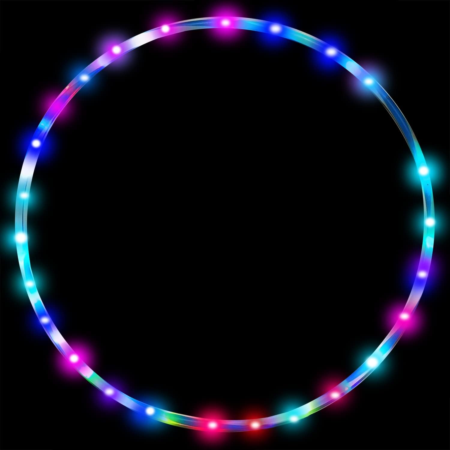 LED Fitness Hoop for Adults Weight Loss 36In 24In, Light Up Hoop for Kids, Color Auto Strobing and Changing, HoopFitness Equipment Weight Loss Collapsible(2 AA Batteries are Needed. Not Included)
