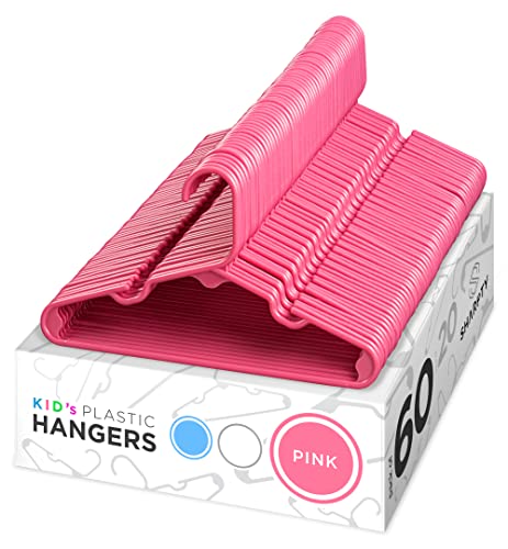 Sharpty Children s Hangers Plastic, Kids Hangers Ideal for Everyday Standard Use, Baby Hangers Kids (Pink, 60 Pack)
