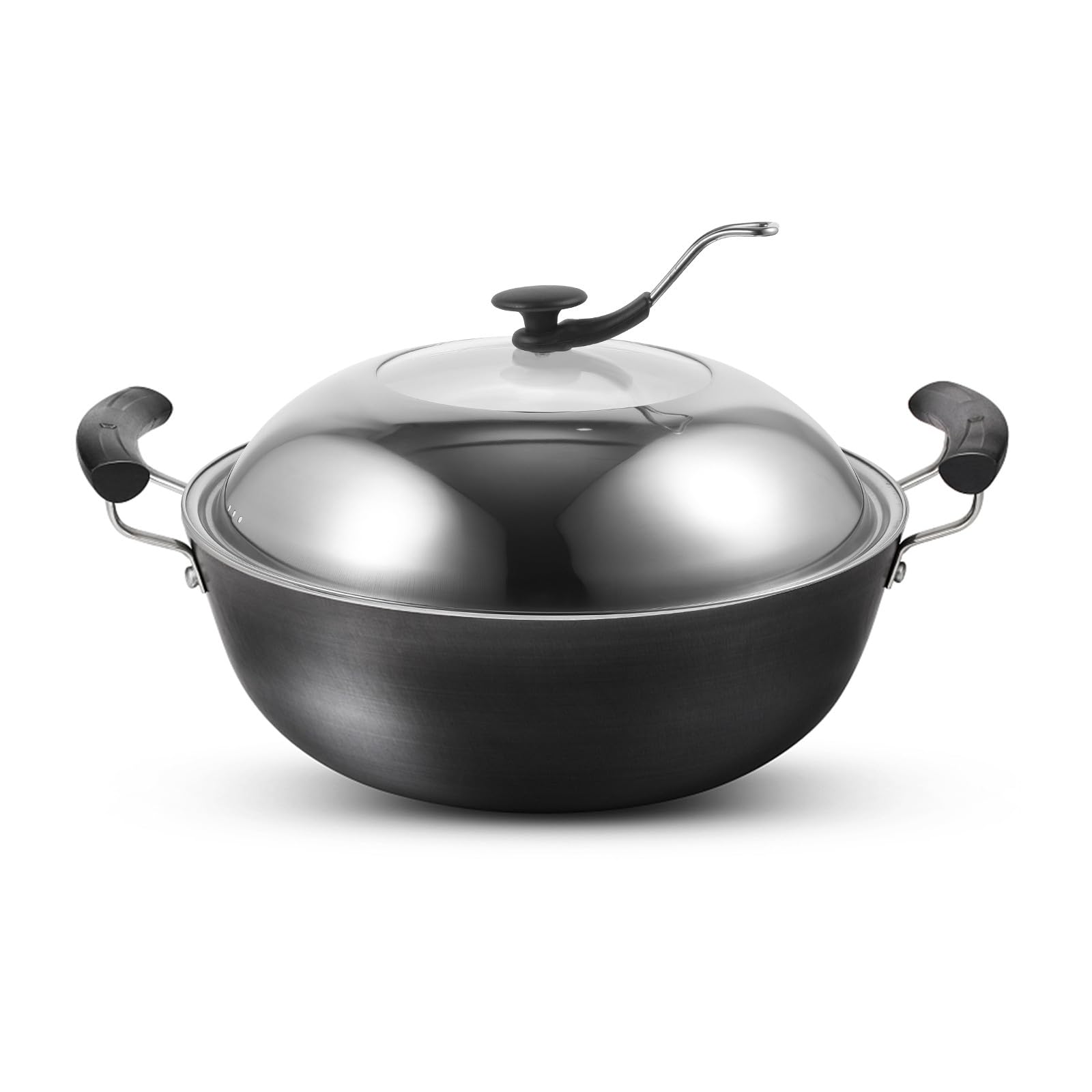 NUOBESTY Coperchio per Pentole in Acciaio Inox 38 Cm Maniglia Antigoccia, Coprivaso Pratico per Padelle e Wok, Accessorio Lavabile in Lavastoviglie per Uso Domestico e Ristorazione