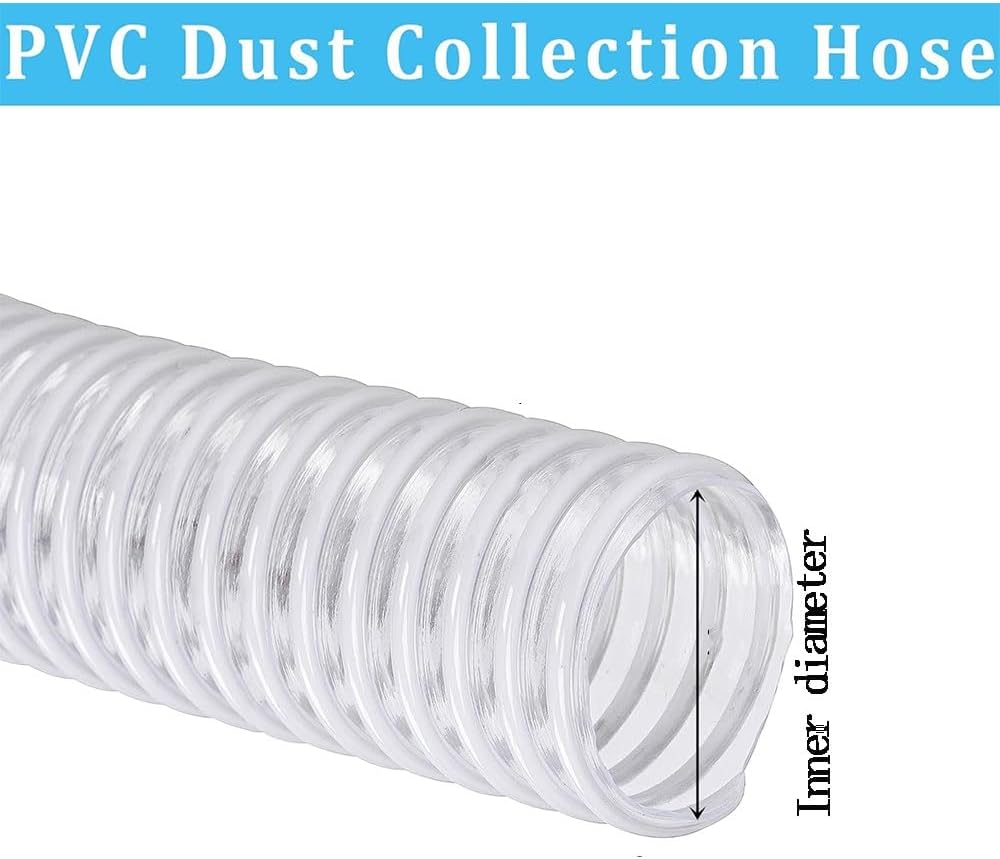 Clear Dust Collection Hose Flexible Duct Hose PVC Fume Collection Hose Diameter 2" 3" 4" 6" 8" 10" Length 3.3 6.5 10 13 16 20 23 26 33ft(10m/32.8ft,180mm/7.09in)