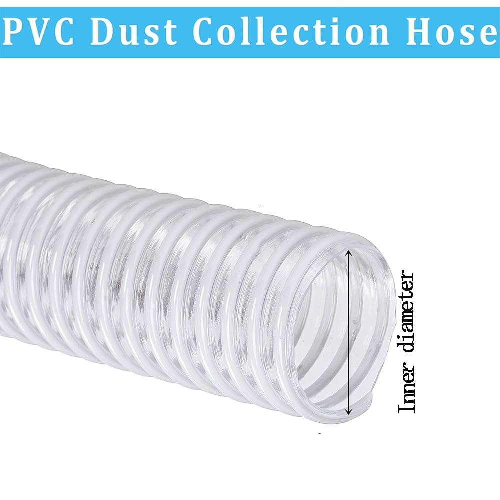Tubo flessibile in PVC trasparente per raccolta della polvere, 5,1 cm, 25,4 cm, per aspirapolvere e filtrazione dell'aria, lunghezza 3 m, ideale per la lavorazione del legno e l'uso in officina