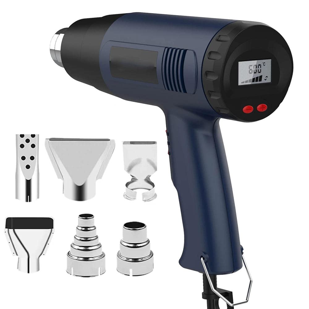 Décapeur Thermique, Pistolet à Air Chaud 1800W Professionnel Pour Décaper la Peinture, Contrôle de Précision de la température, 7 buses pour enlever la peinture/plier les tuyaux/rétrécir PVC