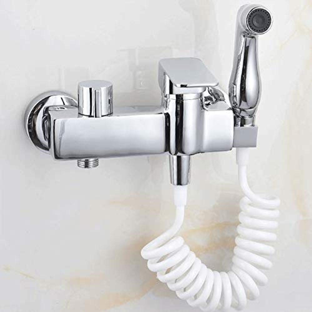 Ręczny spryskiwacz idet, idet, wiertło gwintowe, bidet, środek do czyszczenia bidetu, toaleta partnerska, pistolet natryskowy do kranu ściennego wszystkie dysze miedziane (podwójna mieszanka) (kolor: SI