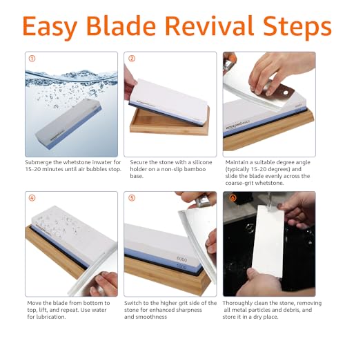 image for Amazon Basics Whetstone Knife Sharpening Stone, Double-Sided 1000/6000