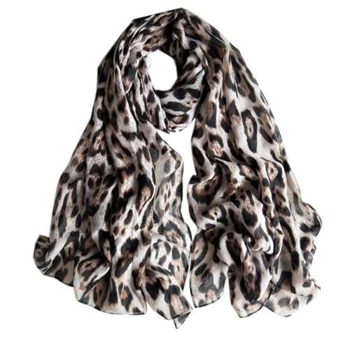 Women Leopard Scarf Long Neck Scarf Leopard Print Shawl Wraps Animal Pattern Swimwear Scarf Beach Wrap Bikini Cover Up