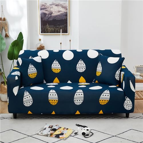 Image of Gurnoor Universal Triple Seater Sofa Cover Big Elasticity Cover for Couch 140 GSM Sofa Slipcover (Blue Bubbles, 185-230cm)