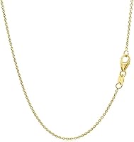 14K Gold Plated 925 Sterling Silver Chain Necklace Women 18" 1.6mm Cable Layering Necklace Sturdy Spring-Ring Clasp Shiny Everyday Wear