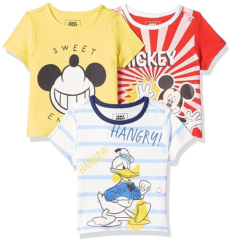 Amazon Brand - Jam & Honey Baby-Boys' Disney T-Shirt | 100% Cotton Half Sleeve T-Shirt for Baby-Boys' (Pack of 3)