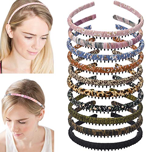 10 P Fashion Headband with Teeth Soft Headband for Women Short Teeth Comb Hair Hoop hair headbands Soft Comfy Non-slip hairband Resin Hair Accessories
