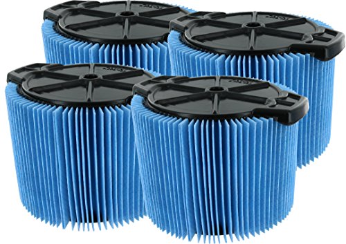 Ridgid VF3500 Genuine Replacement 3-Layer Fine Dust and Dirt Wet/Dry Vac Filter for Ridgid 3-4.5 Gallon Portable Vacuums (4 Pack)