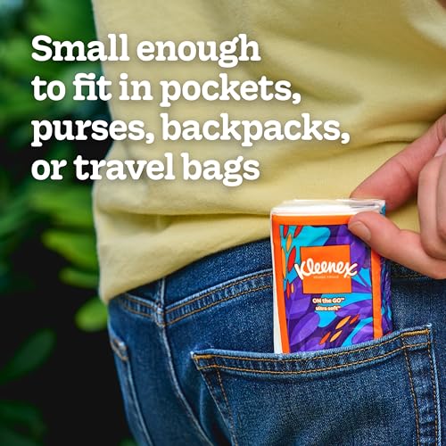 Image of Kleenex On-The-Go Facial Tissues, 8 On-The-Go Packs, 10 Tissues per Box, 3-Ply (80 Total), Packaging May Vary