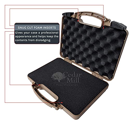 Cedar Mill Fine Firearms Professional Display Package - Tsa Approved Hard Gun Pistol Case- Desert Tan And Customizable Eva Foam - Compatible With Glock Foam #TOP7