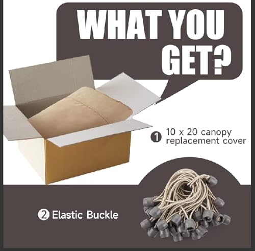 Gotruth Carport Replacement Canopy, Replacement Top Cover For 10' X 20' Carport Frame, 800D Oxford Cloth Waterproof & Uv Protected Tarp With Ball Bungees (Frame Is Not Included) (Beige) #TOP2