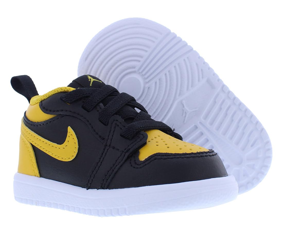 NIKE Jordan 1 Low Alt Baby/Toddler Shoes (DR9747-072, Black/White/Yellow Ochre) Size 7