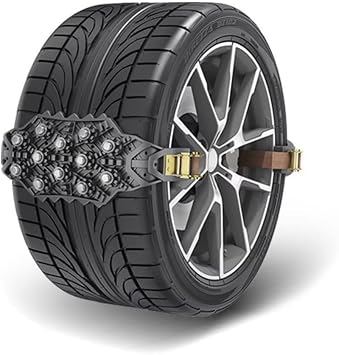 Car Tire Snow Chains, 4PCS Anti-skid Chains for Winter Outdoor Use Thickened Link with Steel Nails Enhanced Traction for Icy and Muddy RoadsBlack