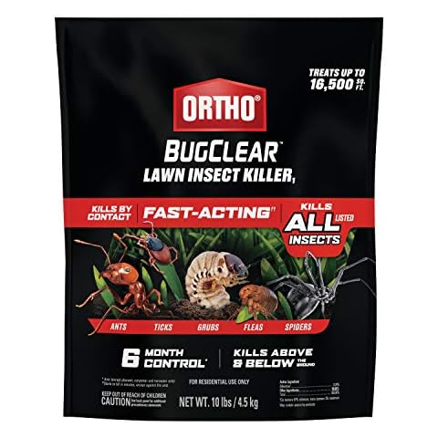 Ortho BugClear Lawn Insect Killer1, Kills Ants, Spiders, Ticks, Fleas, Armyworms and Grubs, Treats up to 16,500 sq. ft., 10 lb. Cover