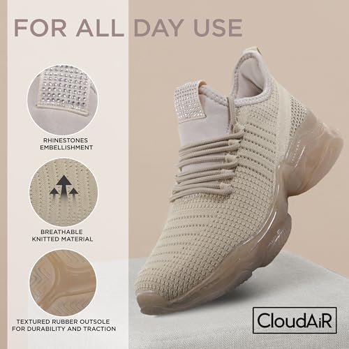 Image of CLOUDAIR Vesta Women's Sneakers: Casual Running, Walking Arch Support Shoes, Lightweight Slip-On Sock Design, Non-Slip Work Shoes for Women, Comfortable Air Cushioned Platform Sneakers
