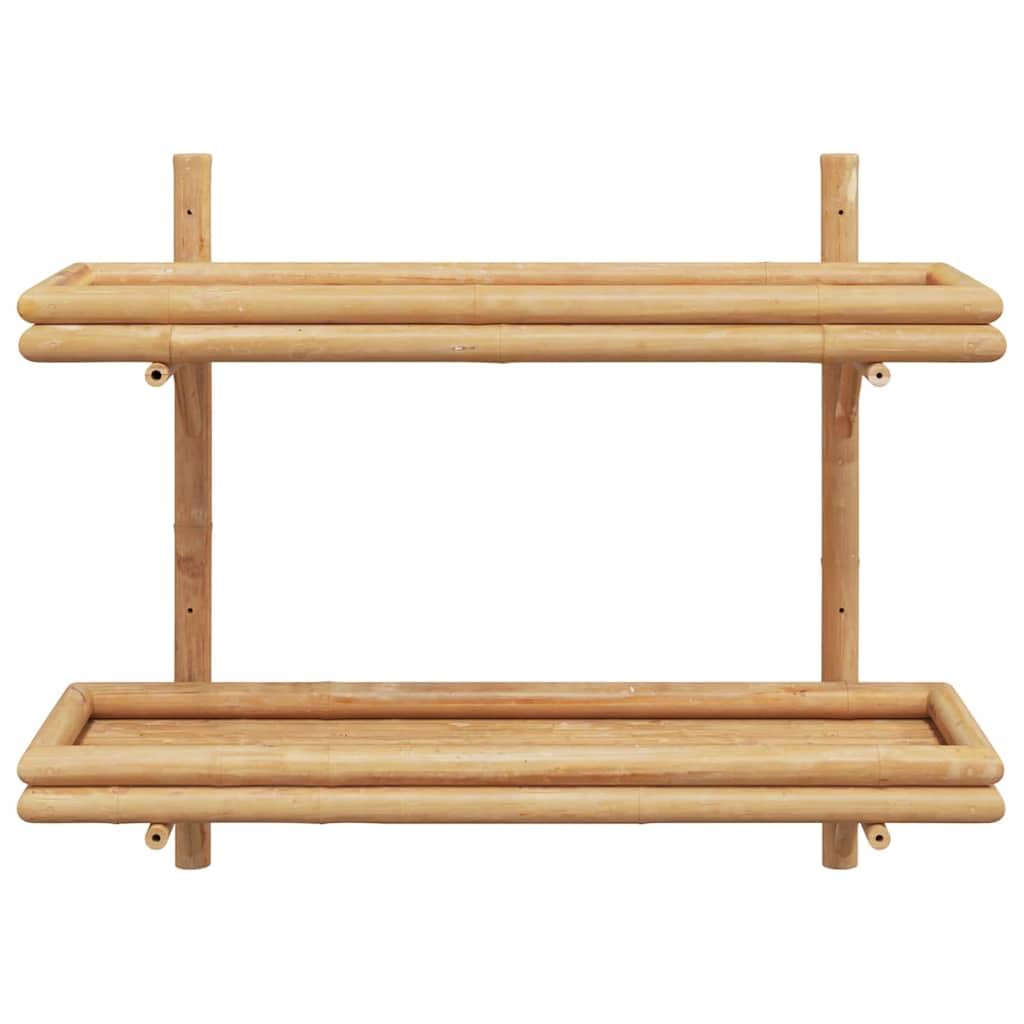 Estantería de pared (bambú, 75 x 26 x 60 cm, 2 niveles de almacenamiento para libros, decoración, baño, cocina y sala de estar