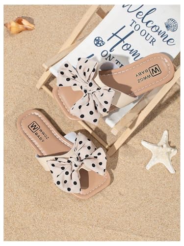 Image of GORGLITTER Girl's Slip on Sandals Bow Sandals Round Open Toe Beach Sandals