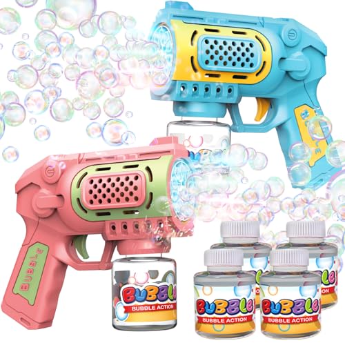 EagleStone Bubble Gun Toys for 3+ Year Old Kids Boys Girls, 2 Pack Automatic Bubble Machine with Bubble Solution, Summer Outdoor Kids Toys for Ages...