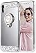 iPhone X Case, Caka iPhone X Glitter Case [Rhinestone Series] Luxury Cute Shiny Bling Mirror Makeup Case for Girls with Ring Kickstand Diamond Crystal Protective TPU Case for iPhone 10 - (Silver)