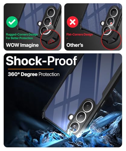 Image of WOW IMAGINE Shock Proof Clear Protective Back Case for Samsung Galaxy S25 FE 5G - AirEDGE Technology | 360 Degree Camera Protection | Transparent Hybrid Back Case Mobile Cover - Black
