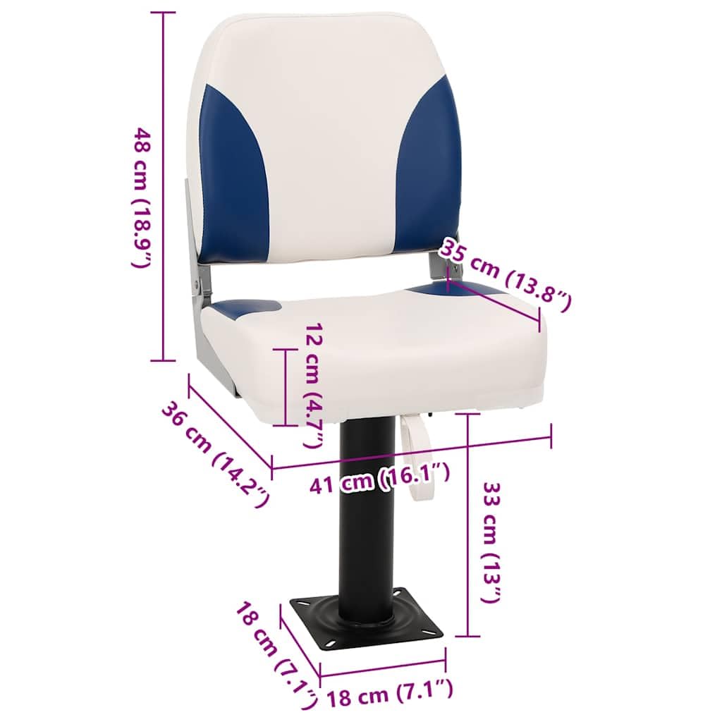 vidaXL 1/2x Sedile per Barca Pieghevole con Cuscino Blu-Bianco 41x36x48 cm