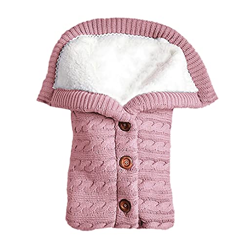Image of Jktown Unisex Infant Swaddle Blankets Soft Thick Fleece Knit Baby Girls Boys Stroller Wraps Baby Accessory Pink, 27.56 x 15.75 in