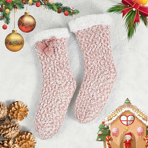 Image of BenSorts Women Thick Christmas Slipper Socks Non Slip Grippers Size 6-10