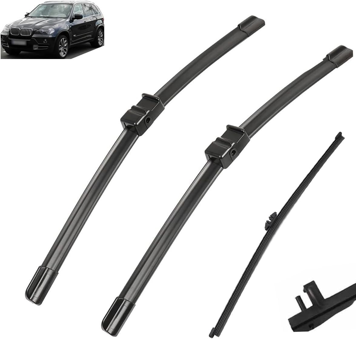 liufangfc Wiper Blades Front & Rear for BMW X5 E70 2006-2011,Windscreen Wipers Hybrid – Lasts 2 Years, Silent & Streak-Free – 5-Min DIY Install