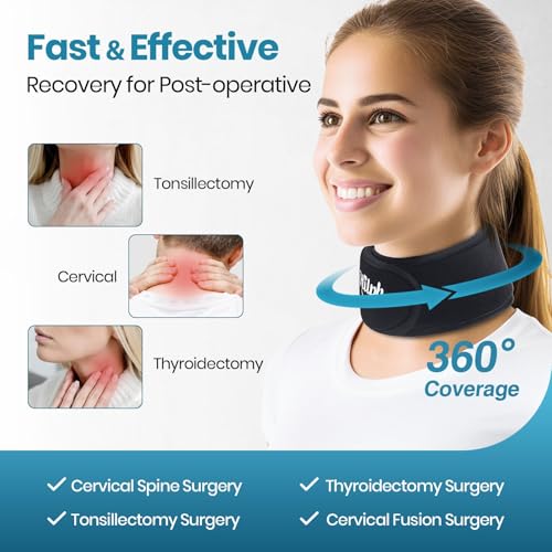 Image of Hilph Neck Ice Pack Wrap for Tonsillectomy Recovery, Throat Ice Pack for Thyroidectomy, Adjustable Gel Ice Collar Cold Compress for Neck Cervical Pain Relief, Post Surgery, Hot Flash, Menopause Black